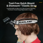 2000 lumens rechargeable headlamp, ultra bright led with 5 lighting modes & child safety lock, waterproof shockproof dustproof
